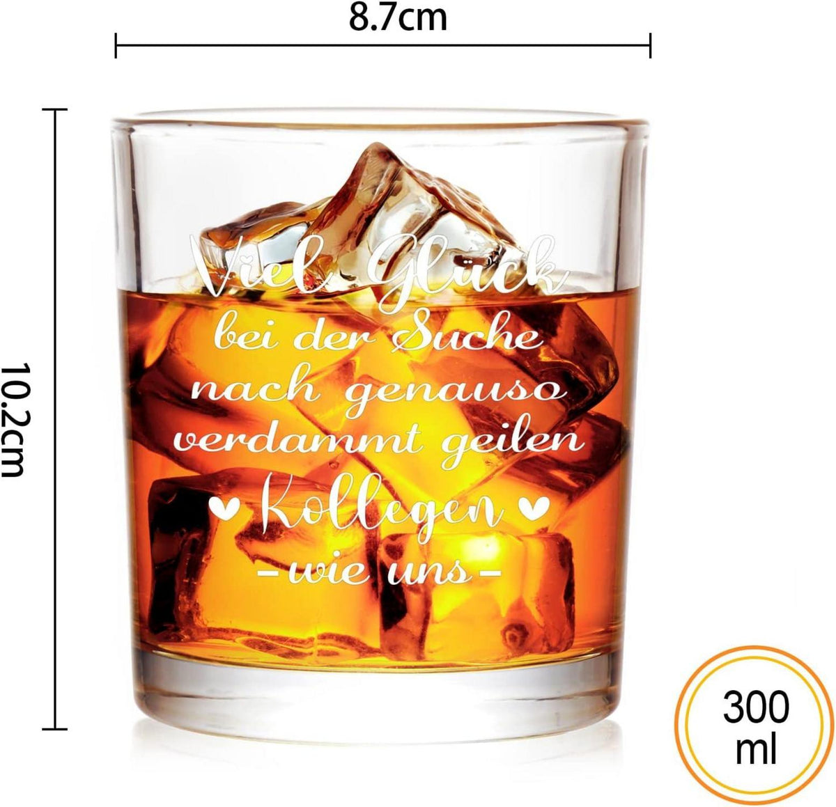 Whiskeygläser Abschiedsgeschenk Kollegen Viel Glück Dankeschön 300ml