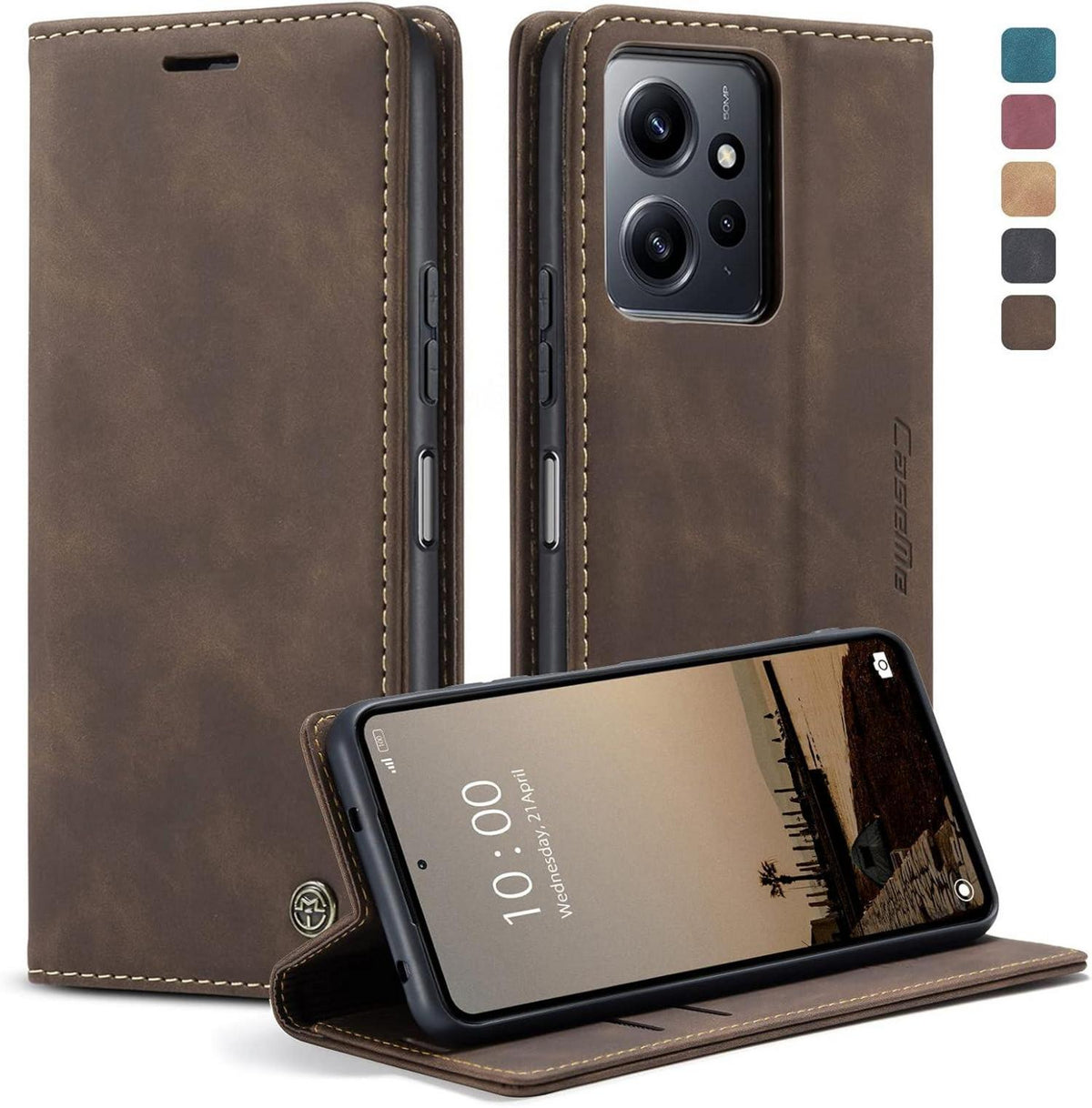 Handyhülle Xiaomi Redmi Note 4G Leder Klapp Case Kaffee