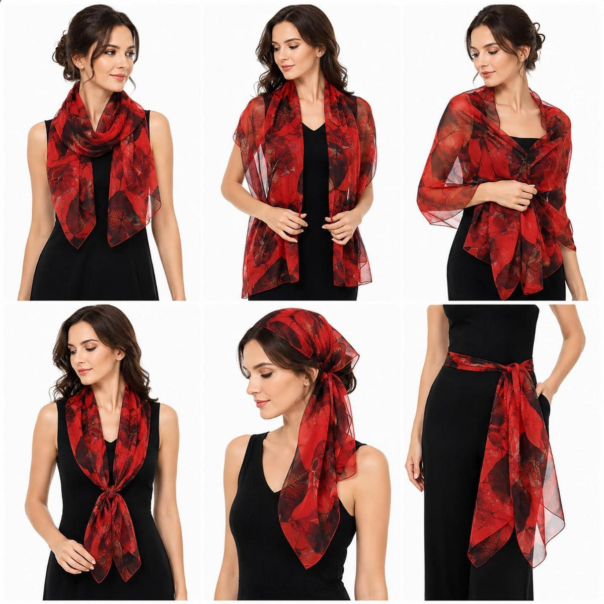 Leichter Seidenschal Damen Chiffon Tuch Geschenk 160x50cm