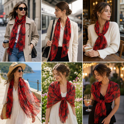 Leichter Seidenschal Damen Chiffon Tuch Geschenk 160x50cm