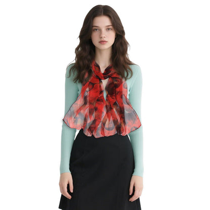 Leichter Seidenschal Damen Chiffon Tuch Geschenk 160x50cm