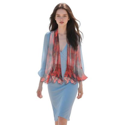 Leichter Seidenschal Damen Chiffon Tuch Geschenk 160x50cm