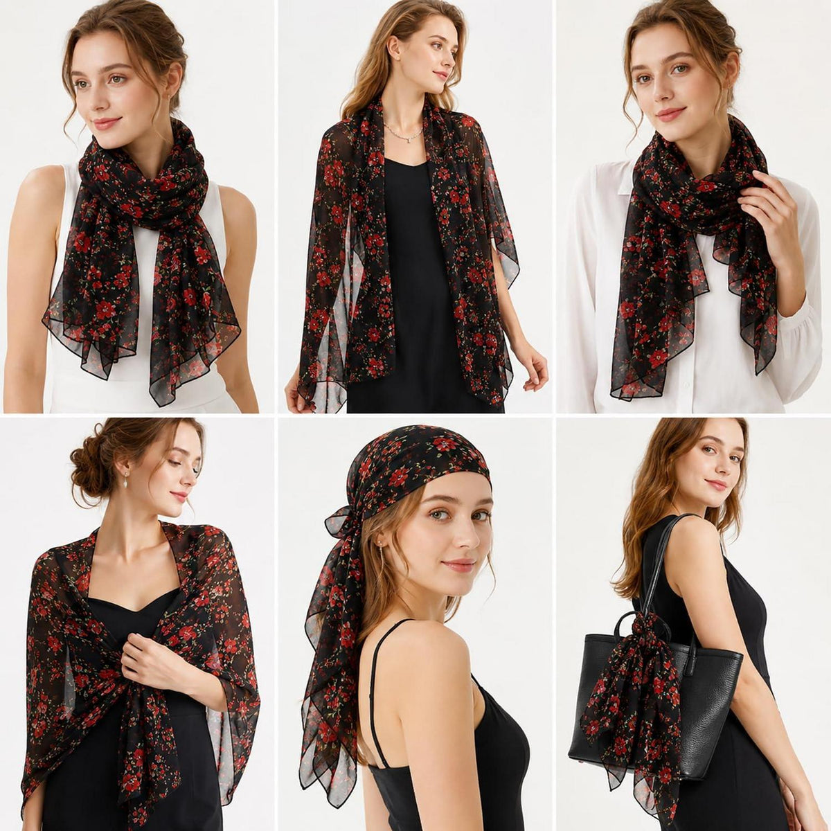 Leichtes Chiffon-Halstuch Damen elegant 160x50cm