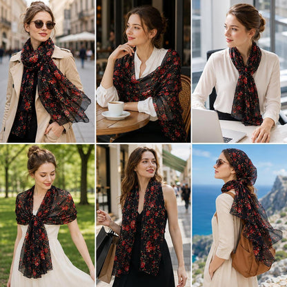 Leichtes Chiffon-Halstuch Damen elegant 160x50cm