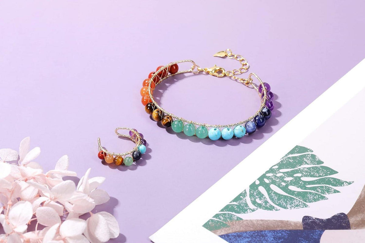 7 Chakra Armband mit Natürlichen Edelsteinen für Damen