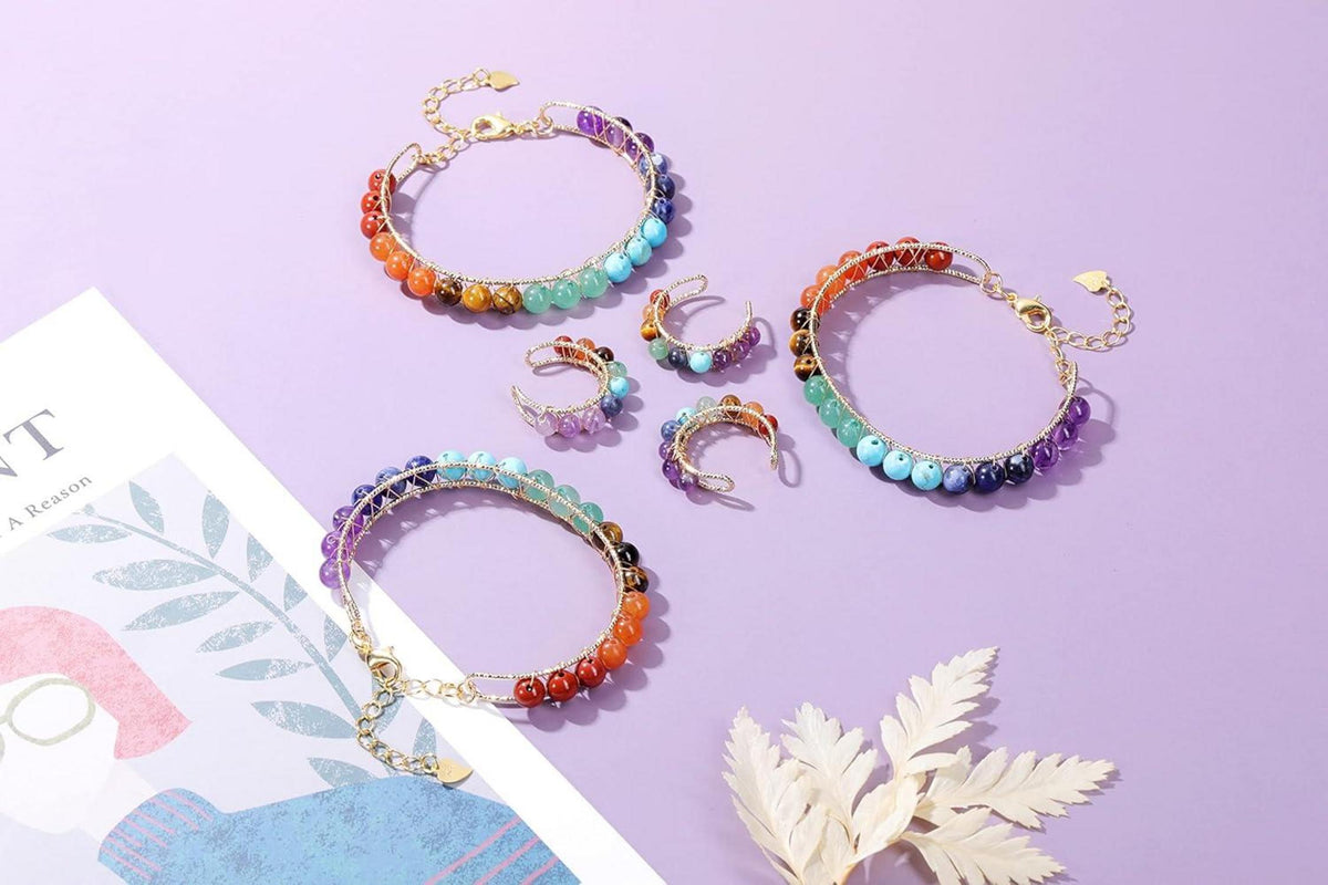 7 Chakra Armband mit Natürliche Ring Edelstein Yoga Healing Energie