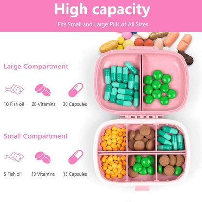 Tablettenbox 7 Tage Pillendose 8 Fächer Medikamentenbox BPA Frei