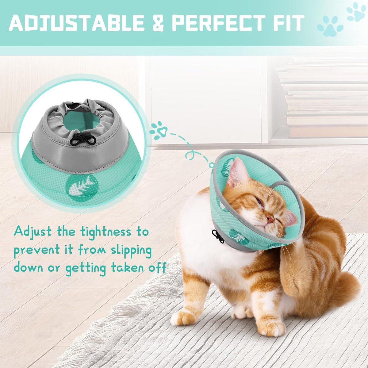 Supet Halskrause Katze Einstellbarer Kragen Weich Grün S 12.7-22.9cm