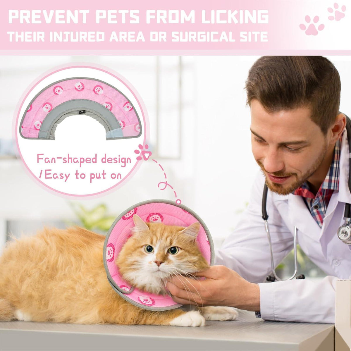 Halskrause Katze verstellbar weiches Kragen Cone rosa Größe M