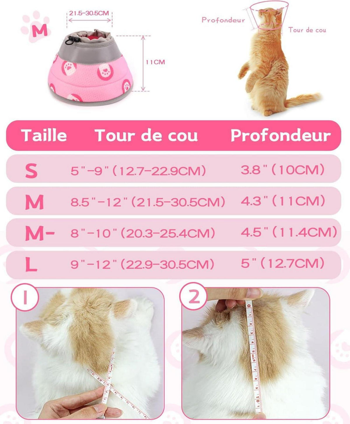 Supet Halskrause Katze Verstellbarer Weich Kragen Pink M Hals 21.5-30.5cm