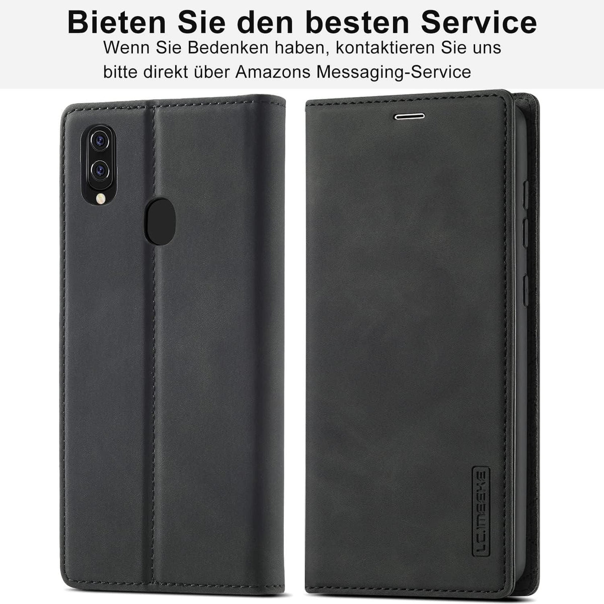 Samsung Galaxy A20e Handyhülle Leder Wallet Flip Case Schutzhülle Schwarz