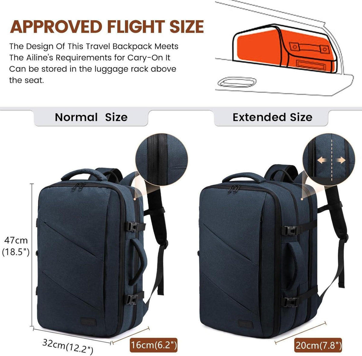LOVEVOOK Handgepäck Rucksack 15,6 Zoll Business Laptop Blau