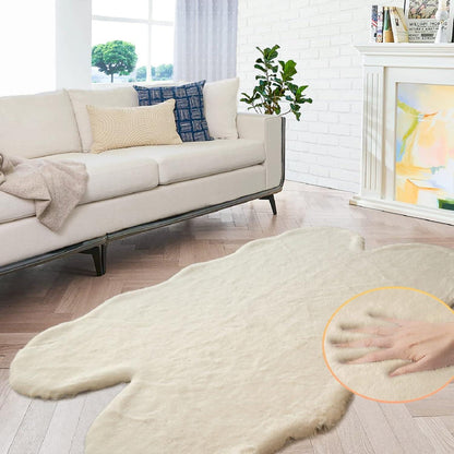 Flauschiger Fellteppich Beige 120x180 cm - Weicher Wohnzimmer Teppich