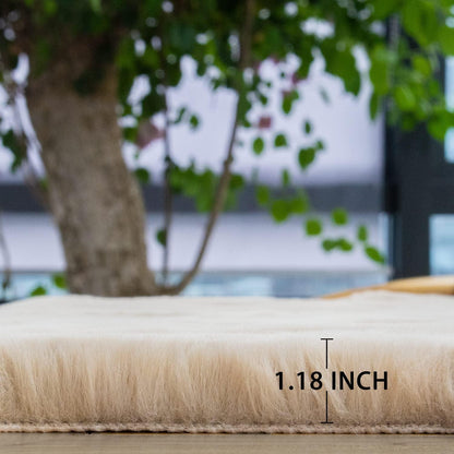 Flauschiger Teppich Wohnzimmer Beige 150x240 cm – Waschbar & Weich