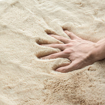 Runder Fellteppich Beige 150cm - Flauschiger Teppich für Schlafzimmer