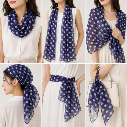 Chiffon Schal mit Punkten, Seidentuch für Damen