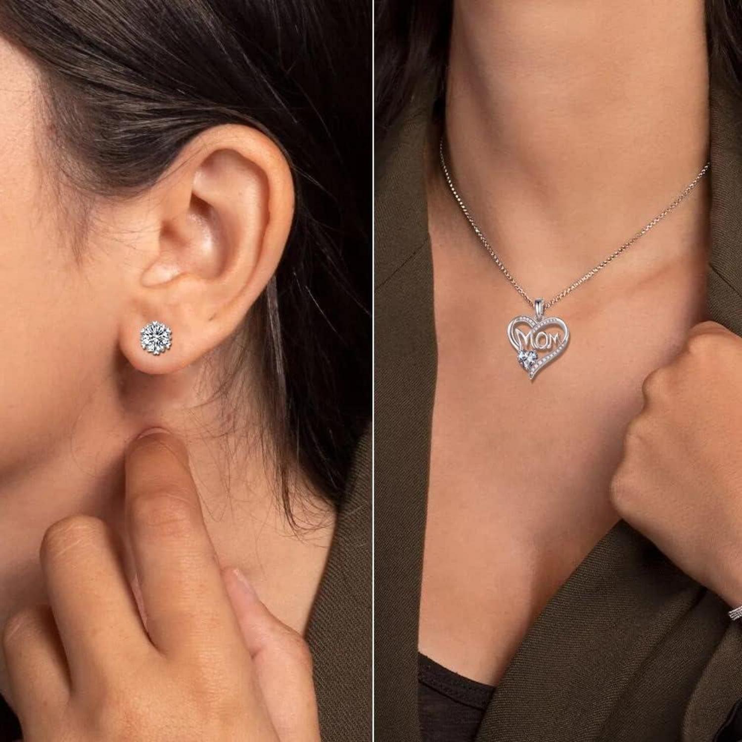 Ewige Echte Rose Kette Ohrringe Muttertag Geschenkbox 925 Silber