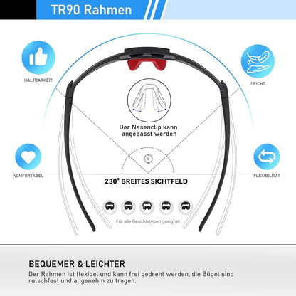 Sportbrille Polarisiert Radsportbrille UV400 Herren Damen für Fahrrad MTB Ski