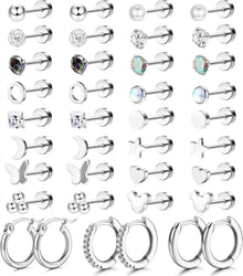 Ohrstecker Set Edelstahl Zirkonia Hypoallergen 19 Paar