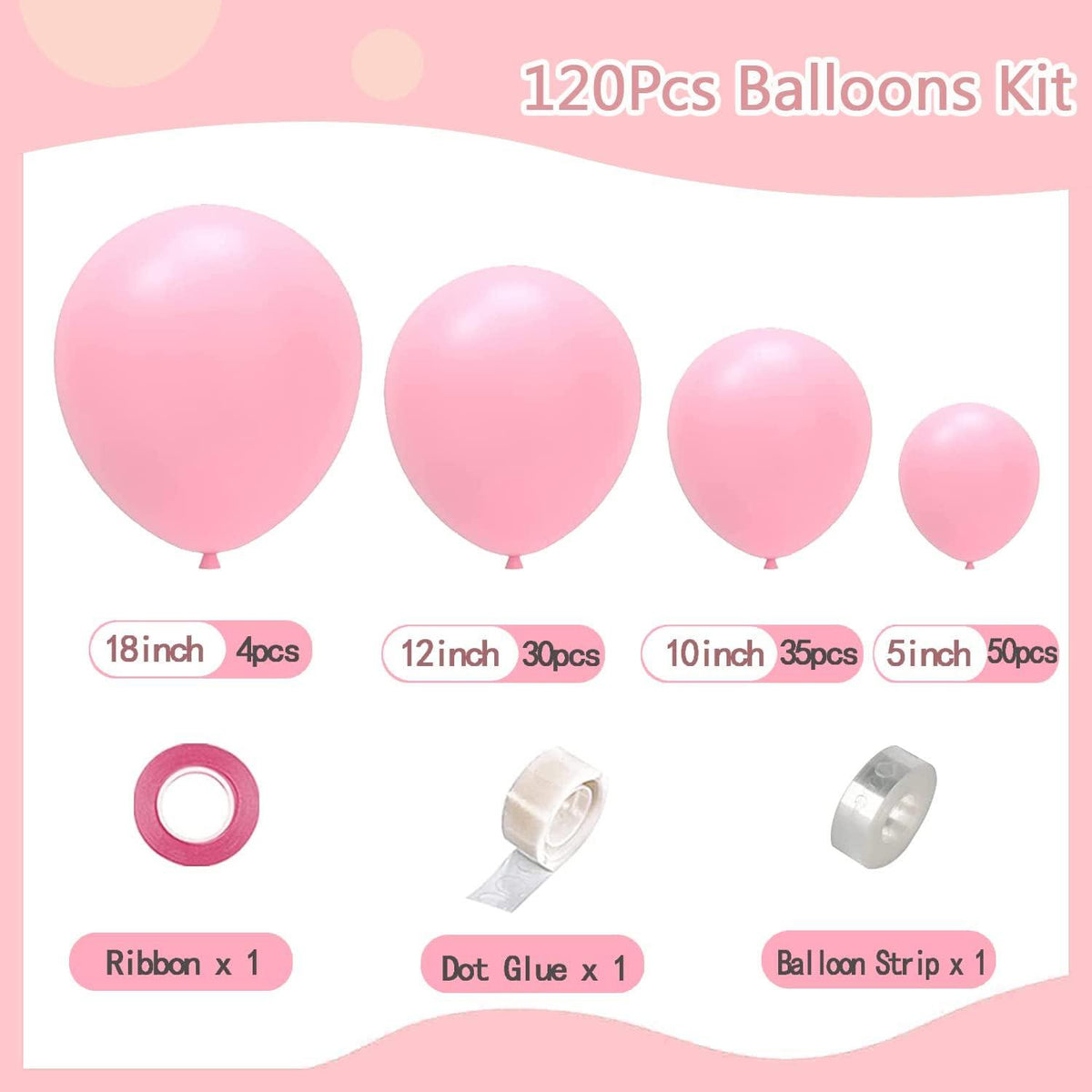 Rosa Luftballons Set 120 Stück Ballon Girlande Deko Kit 5-18