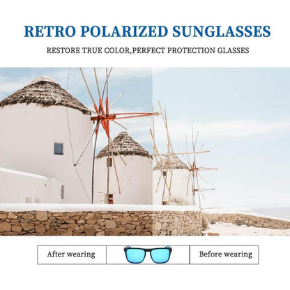 Polarisierte Sonnenbrille Herren Damen UV400 Retro Vintage Blau