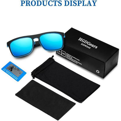 Polarisierte Sonnenbrille Herren Damen UV400 Retro Vintage Blau