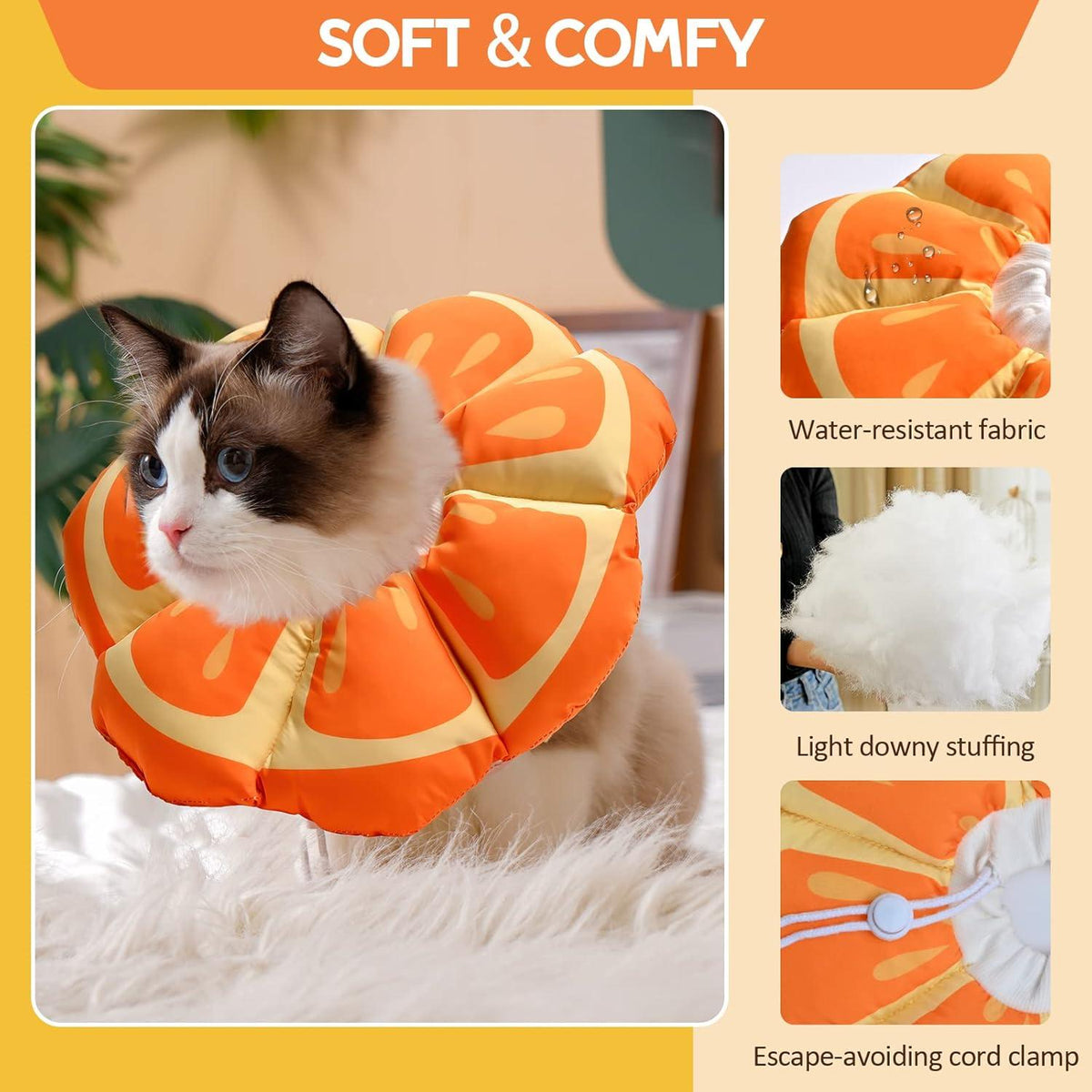 Weicher Leckschutz Kragen für Katzen Halskrause Einstellbar -M - Mandarin Medium