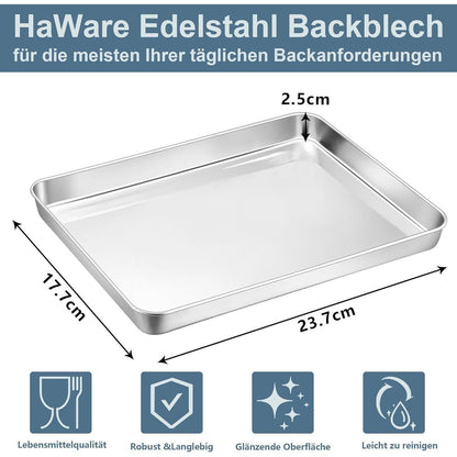 Edelstahl Backblech Set 2er - Mini Kuchenblech für Backen & Servieren