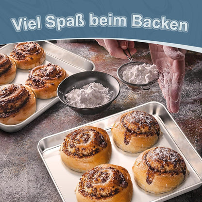 Edelstahl Backblech Set 2er - Mini Kuchenblech für Backen & Servieren