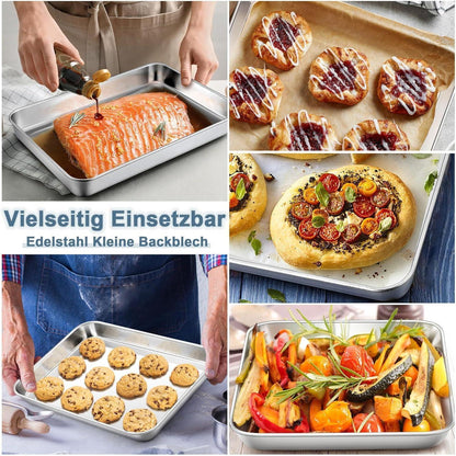 Edelstahl Backblech Set 2er - Mini Kuchenblech für Backen & Servieren