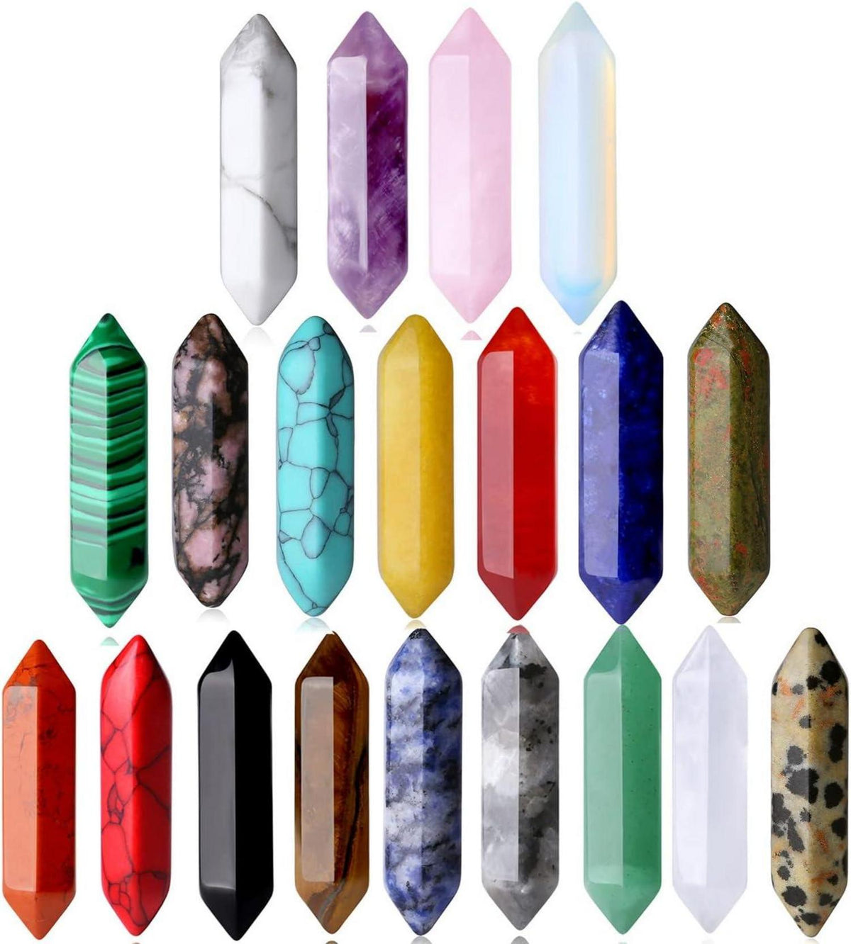 Kristall Heilung Edelsteine Set Chakra Zauberstab Tigerauge Quarz 20PC