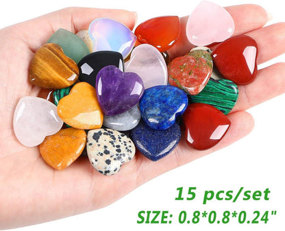 Herz Kristalle Set Mutter Geschenk Rosenquarz Amethyst XIANNVXI 15pcs