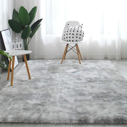 Flauschiger Hochflor Teppich Grau Weiß 250x300cm Rechteckig