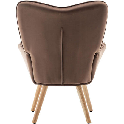 Ohrensessel mit Hocker – Bequemer Samt Relaxsessel Braun