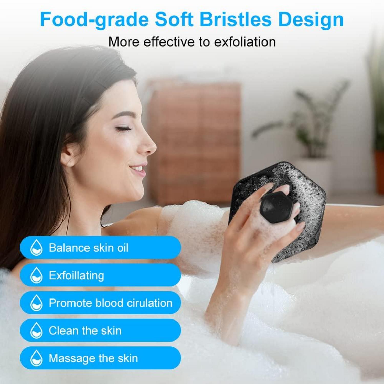 Silikon Badebürste Baby Kopfhaut Body Scrubber Duschbürste Massage Schwarz