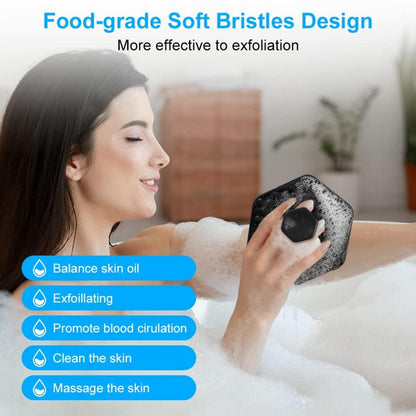 Silikon Badebürste Baby Kopfhaut Body Scrubber Duschbürste Massage Schwarz