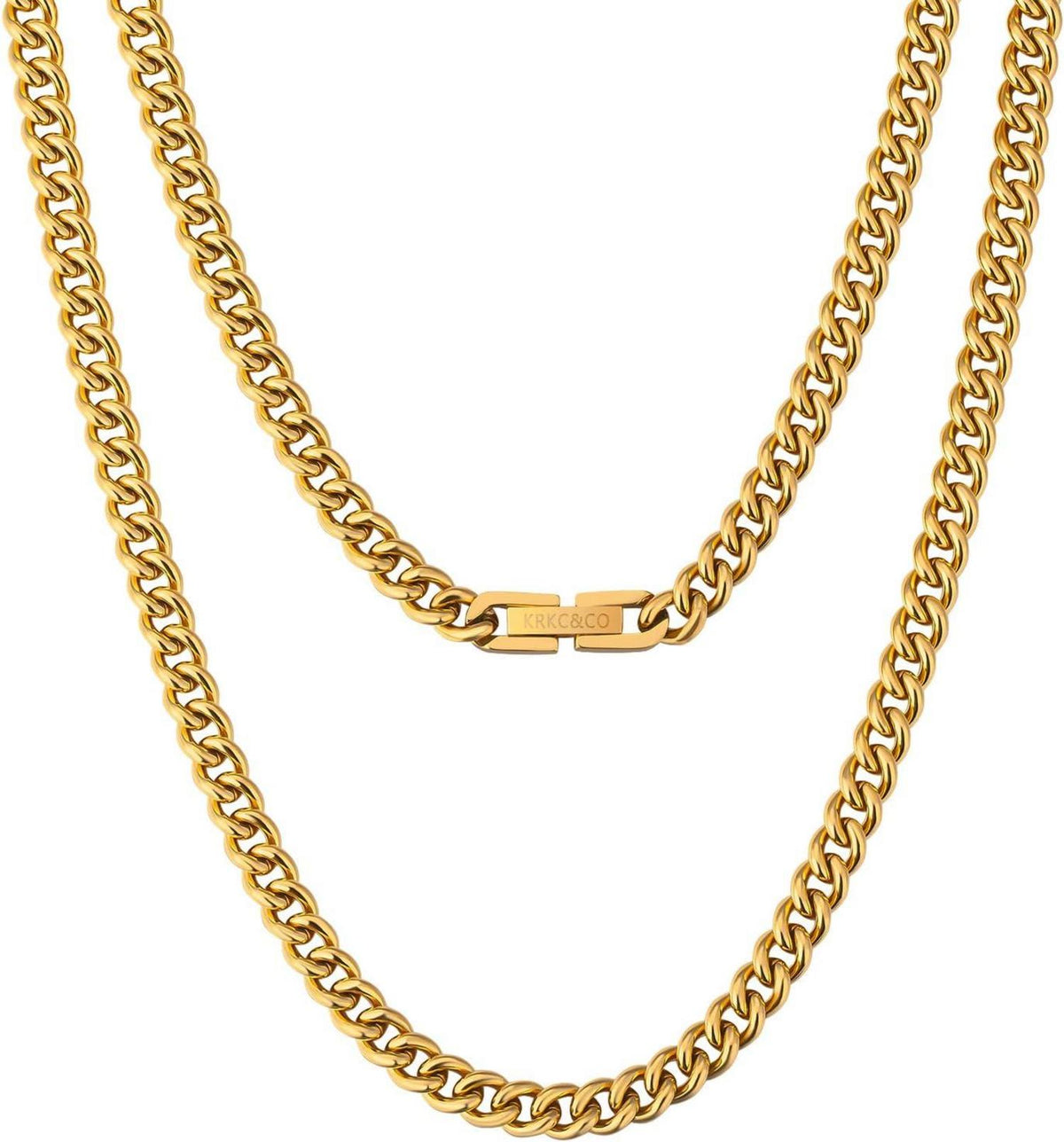Kette Cuban Link Edelstahl 18K Gold Vergoldet 5mm 61.0cm Geeignet für