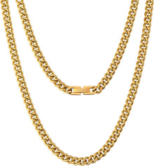 Goldene 5mm Panzerkette Edelstahl 18K Vergoldet Cuban Link