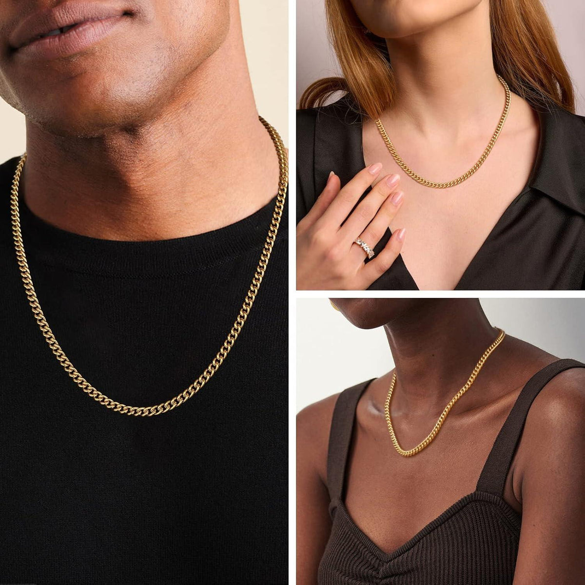Edelstahl Panzerkette Herren 5mm 18K Gold Vergoldet Cuban Link Kette 45.7cm
