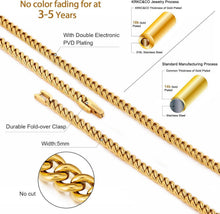 Edelstahl Panzerkette Herren 18K Gold Vergoldet 5mm 55.9cm