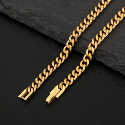 Edelstahl Panzerkette Herren 18K Gold vergoldet 5mm 55.9cm Silber