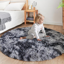Flauschiger Rundteppich Dunkelgrau 100x100 cm – Weicher Kinderteppich