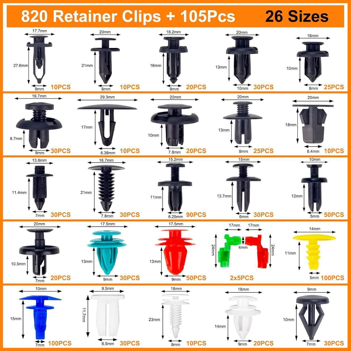 Auto Befestigung Clips Set 925 Teile mit Werkzeug