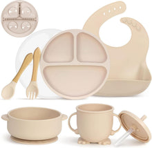 Silikon Baby Geschirrset Rutschfest Kindergeschirr 7tlg BPA Frei