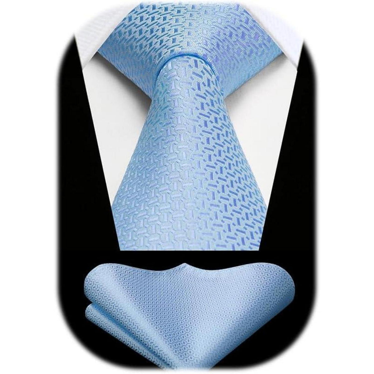 Herren Krawatten-Set mit Einstecktuch, Himmelblau
