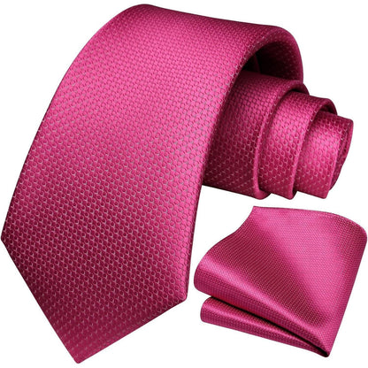 Herren Krawatten-Set mit Einstecktuch, Rosa