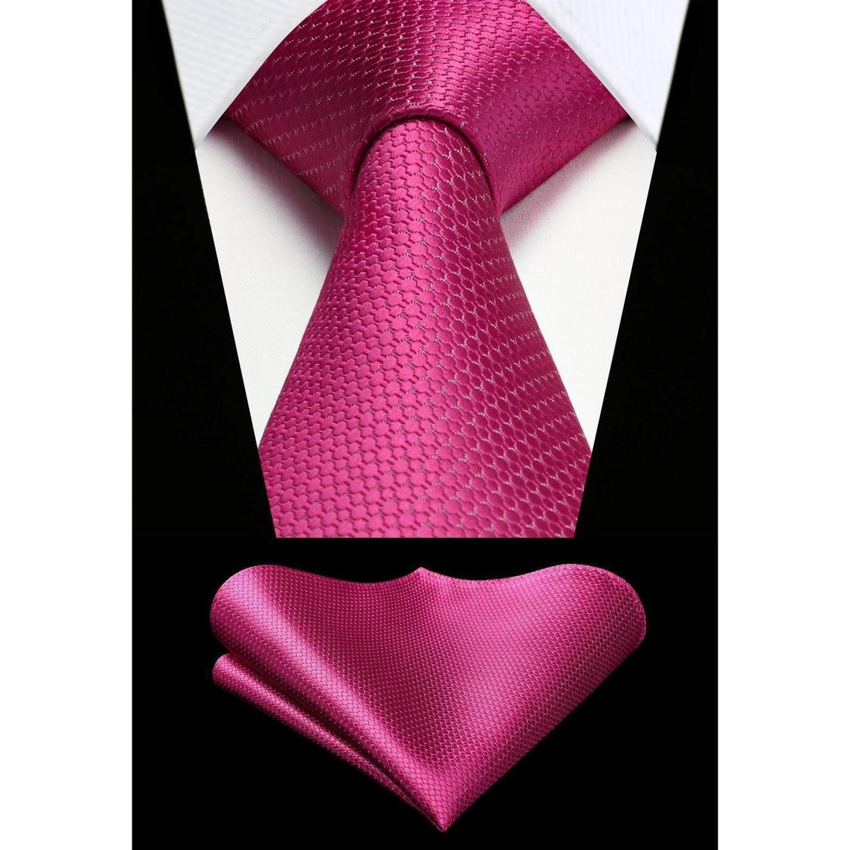 Herren Krawatten-Set mit Einstecktuch, Rosa