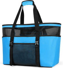 Große Strandtasche mit Reißverschluss und Taschen Blau
