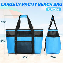 Große Strandtasche Damen XXL Blau Wasserdicht Leicht Mesh