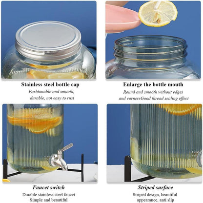 Getränkespender Glas 4L mit Edelstahlhahn, grün